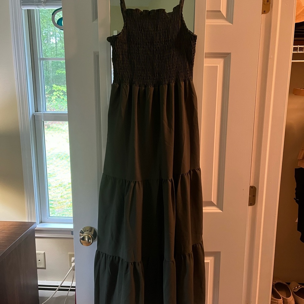 Dark Green Tiered Maxi Dress